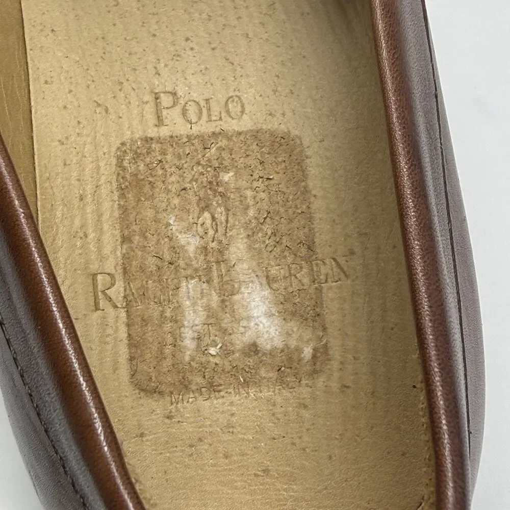 Polo Ralph Lauren Loafers Dress Shoes Mens 9 D Brown Leather Vintage Italy